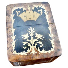 French Inlaid Playing Card Box with 2 Packs of Cards