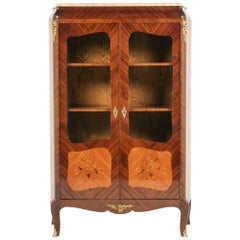 French Inlaid Rosewood and Marquetry Bookcase