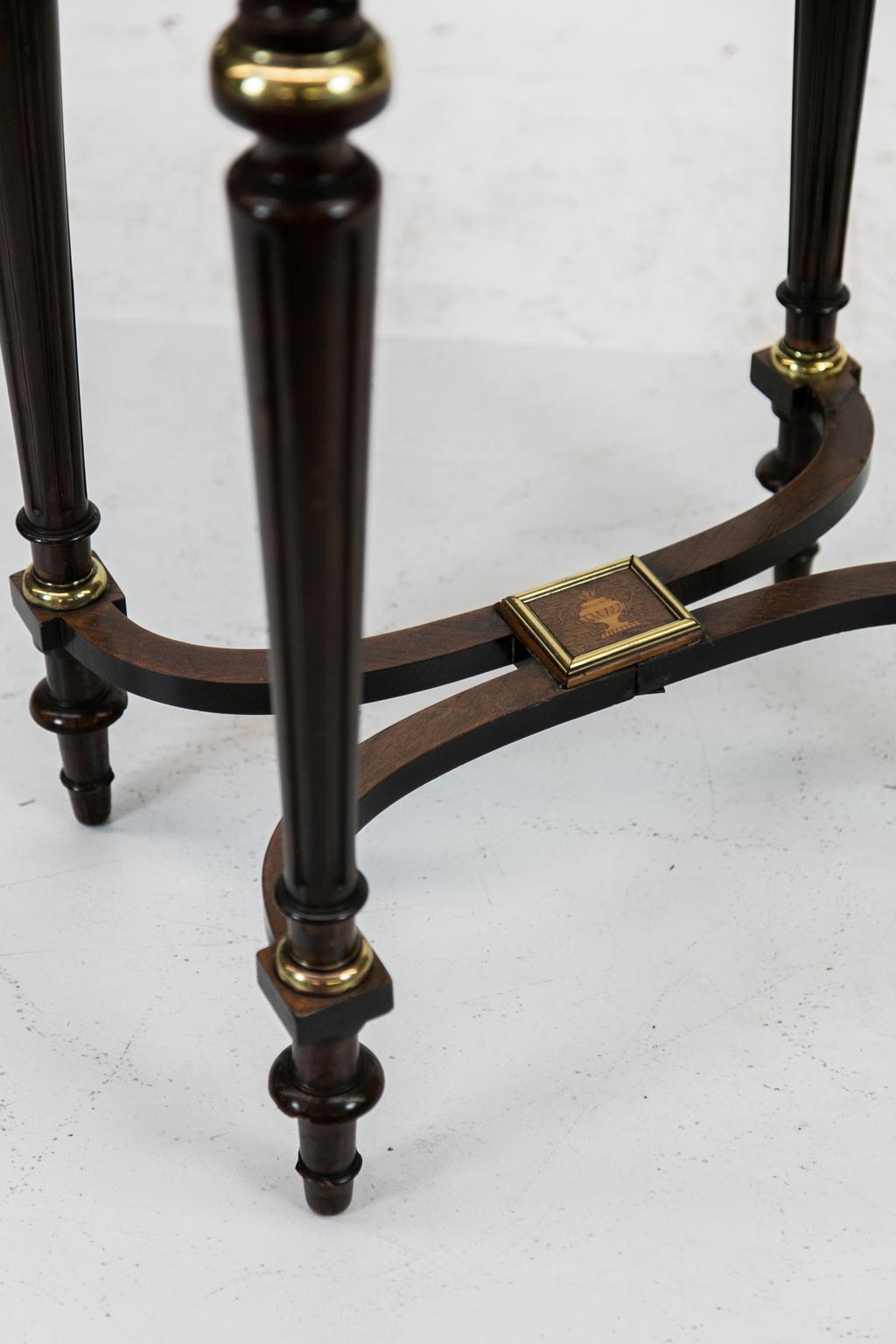 French Inlaid Rosewood Lift Top Side Table 4