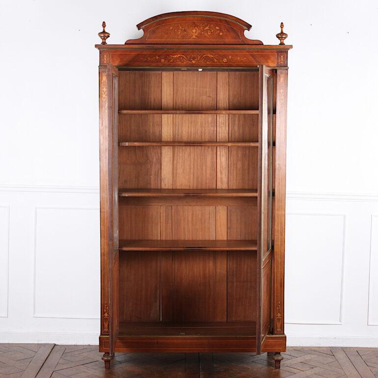 French Inlaid Rosewood Two Door Bookcase Bibliotheque Cabinet In Good Condition In Vancouver, British Columbia