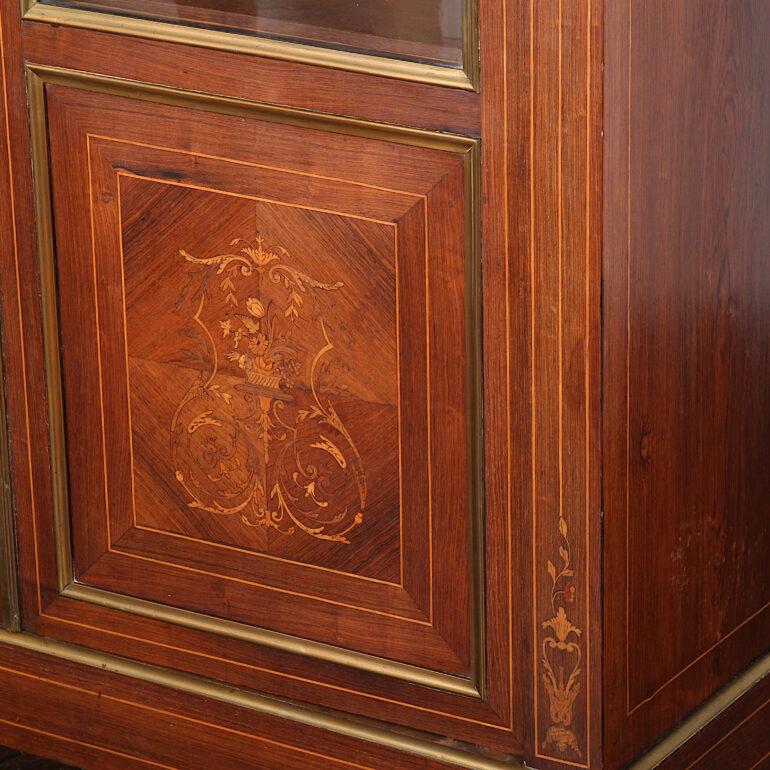 French Inlaid Rosewood Two Door Bookcase Bibliotheque Cabinet 2