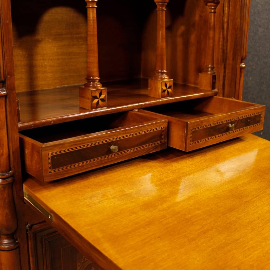 French Inlaid Secrétaire in Walnut, Maple and Mahogany from 20th Century 1