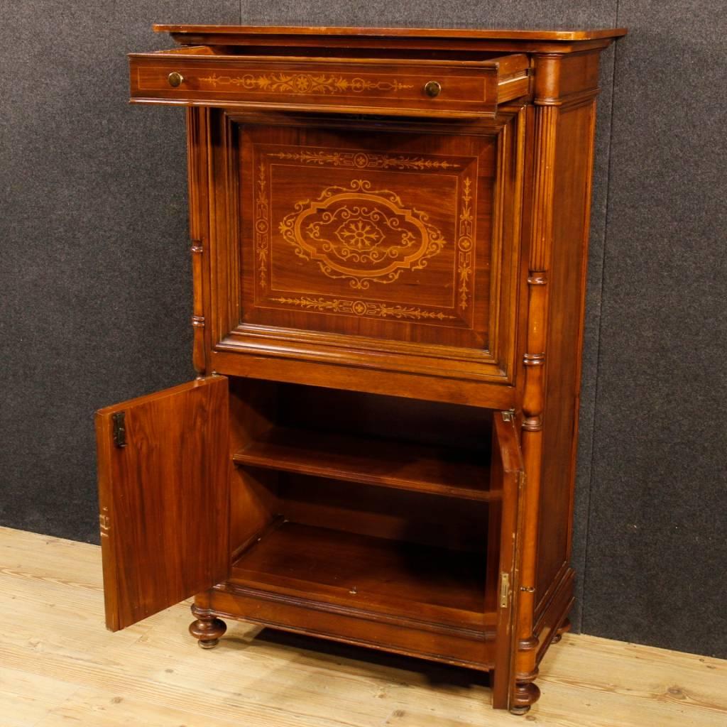French Inlaid Secrétaire in Walnut, Maple and Mahogany from 20th Century 2