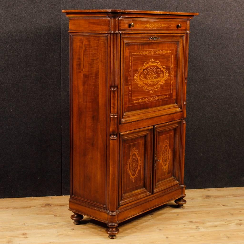 French Inlaid Secrétaire in Walnut, Maple and Mahogany from 20th Century 3