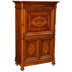 French Inlaid Secrétaire in Walnut, Maple and Mahogany from 20th Century