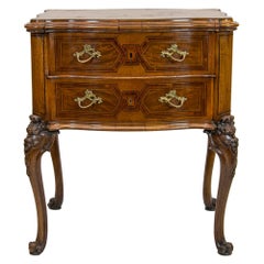 French Inlaid Serpentine Two-Drawer Table
