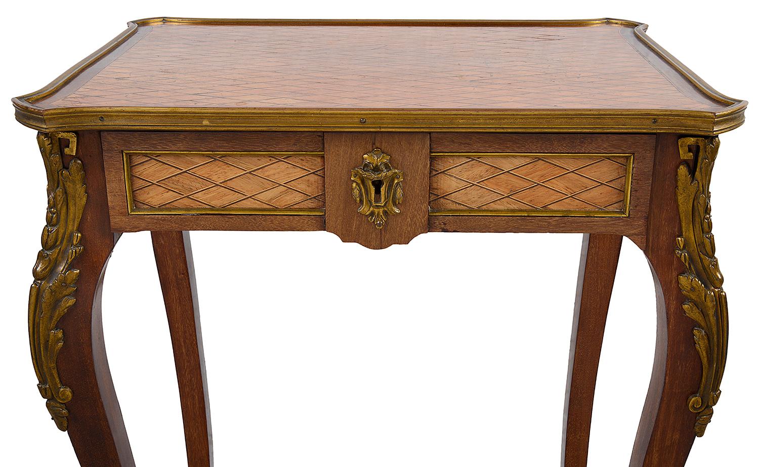 Veneer French Inlaid Side Table, 19th Century For Sale