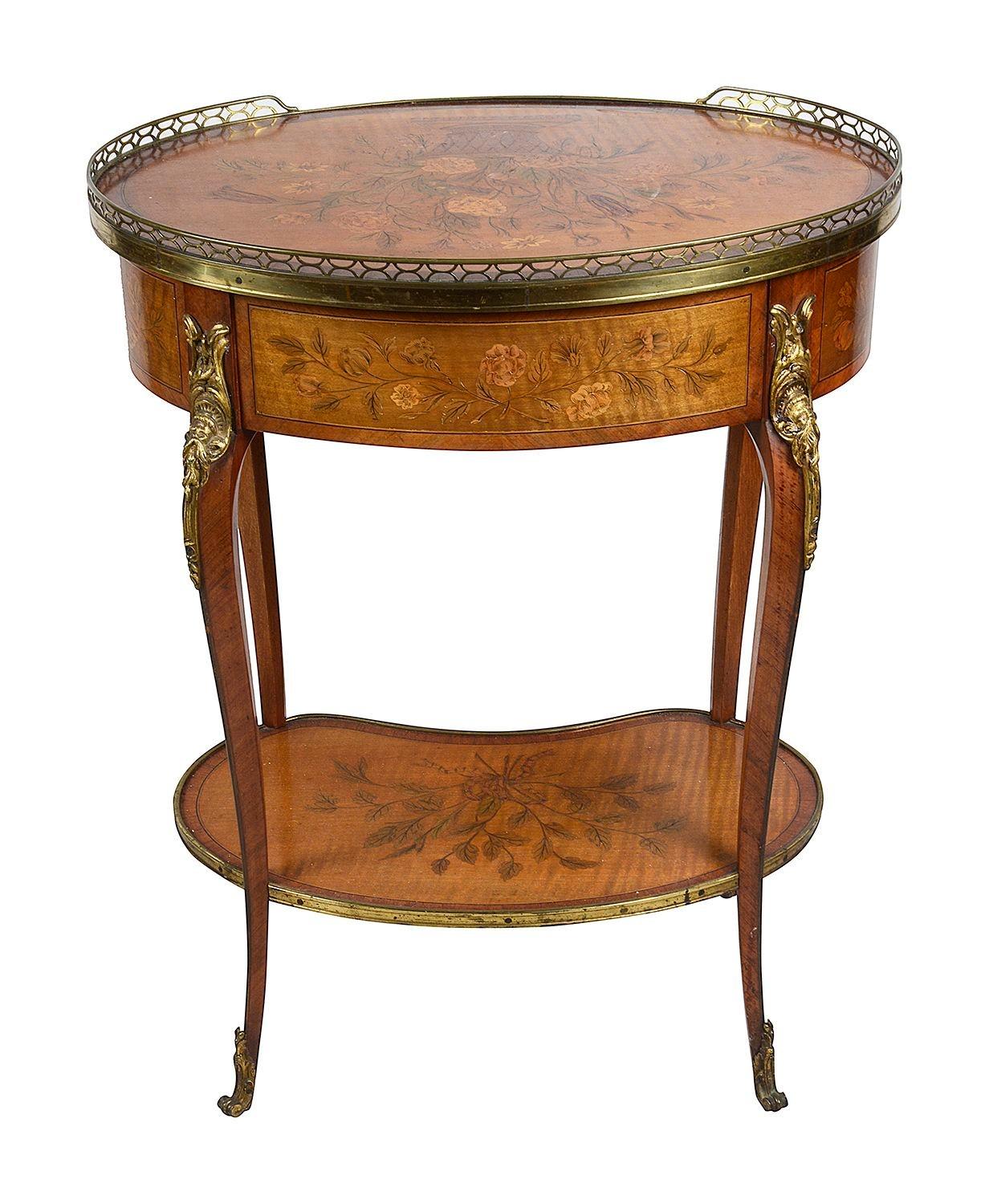 19th Century French inlaid side table, circa 1880. For Sale