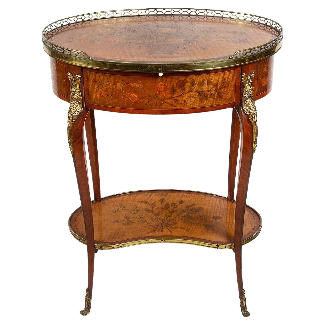 French inlaid side table, circa 1880. For Sale