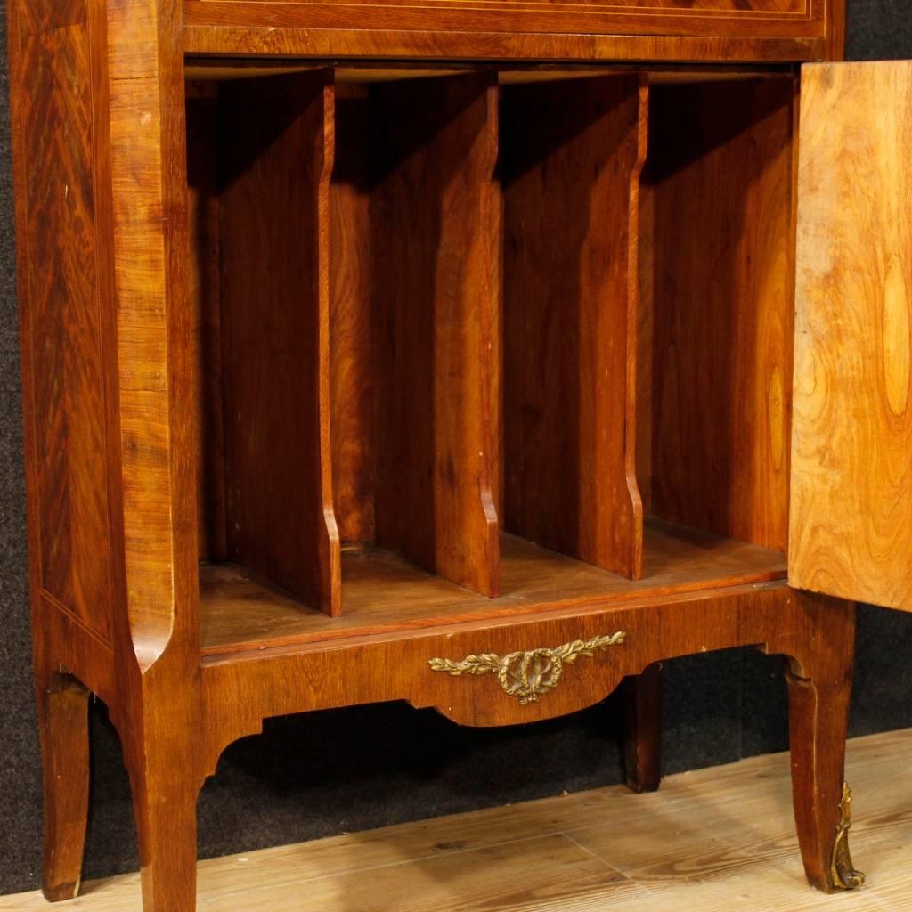 French Inlaid Sideboard in Wood with Marble Top and Gilt Bronzes, 20th Century 5