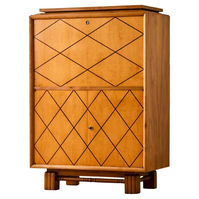 Bone Inlay and Wood Cabinet with Geometric Pattern by House of Jaipur ...