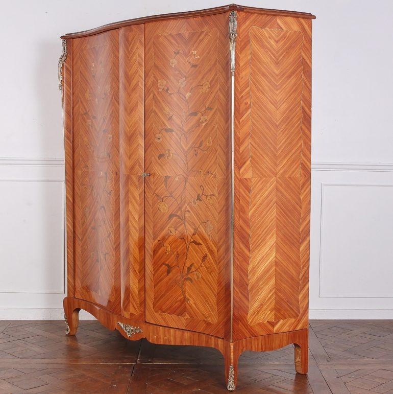 Brass French Inlaid Two-Door Armoire