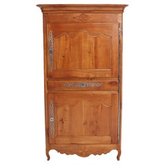 Used French inlaid two door cabinet with single drawer and steel hardware C 1800.