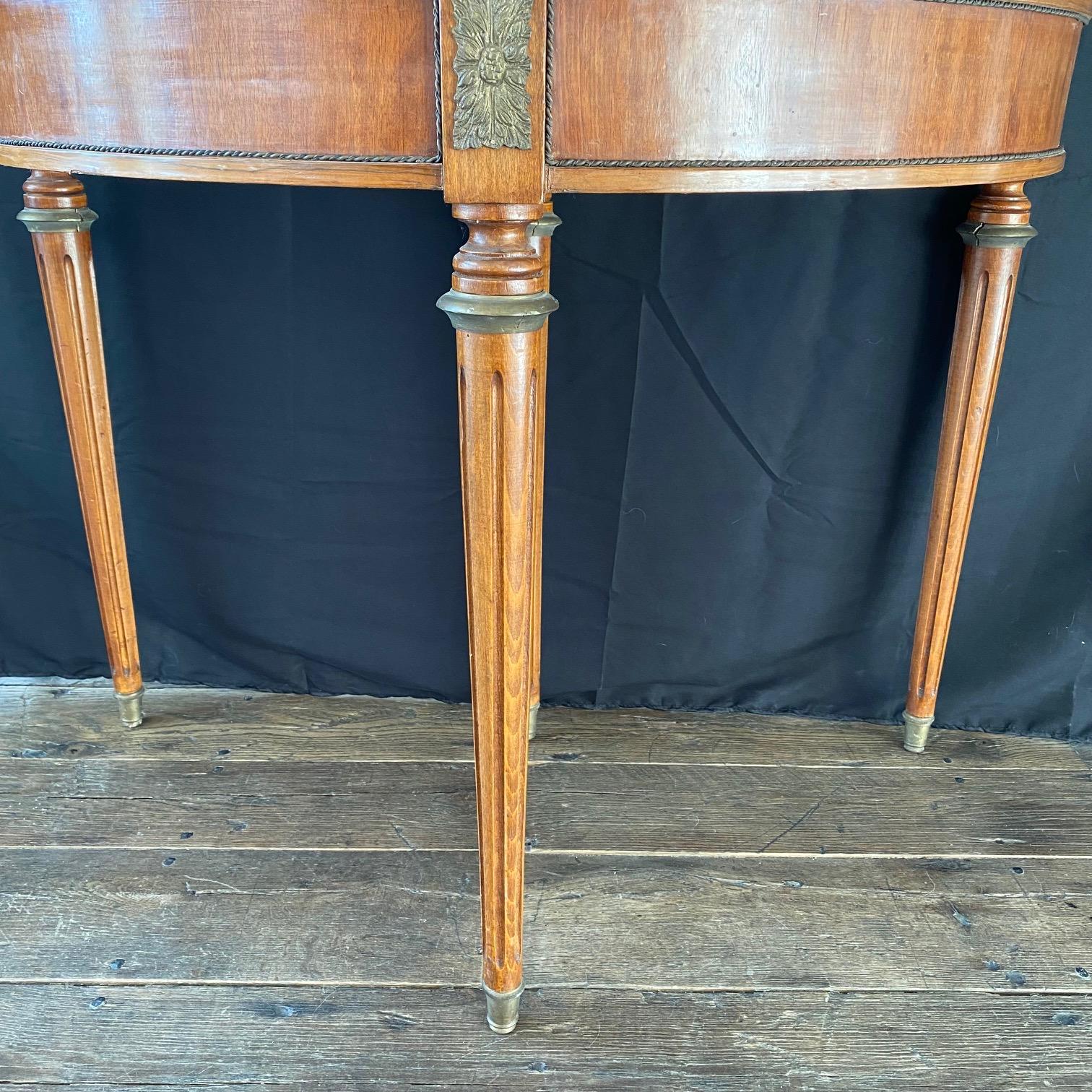 French Inlaid Walnut French Demilune Game Table or Console  For Sale 12