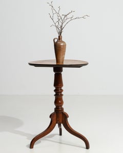 French Inlaid Wooden Side Table with Round Top, Circa 1900