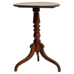 French Inlaid Wooden Side Table with Round Top, Circa 1900