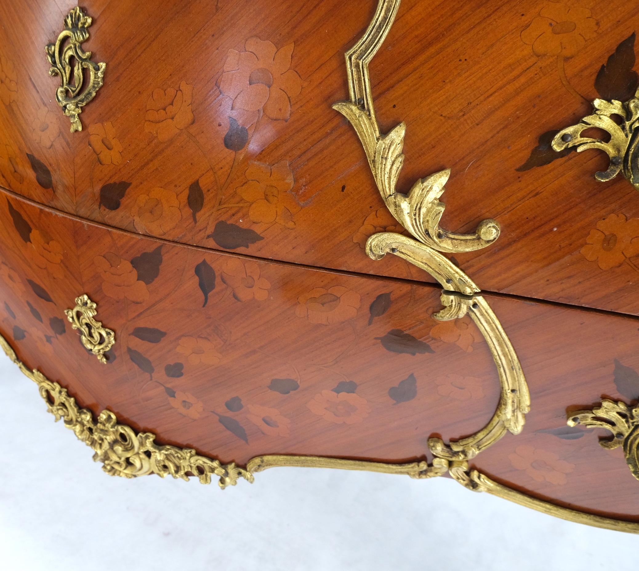 French Inlay Brass Ormolu Bombay Dresser Console Cabinet Chest Marble Top For Sale 3