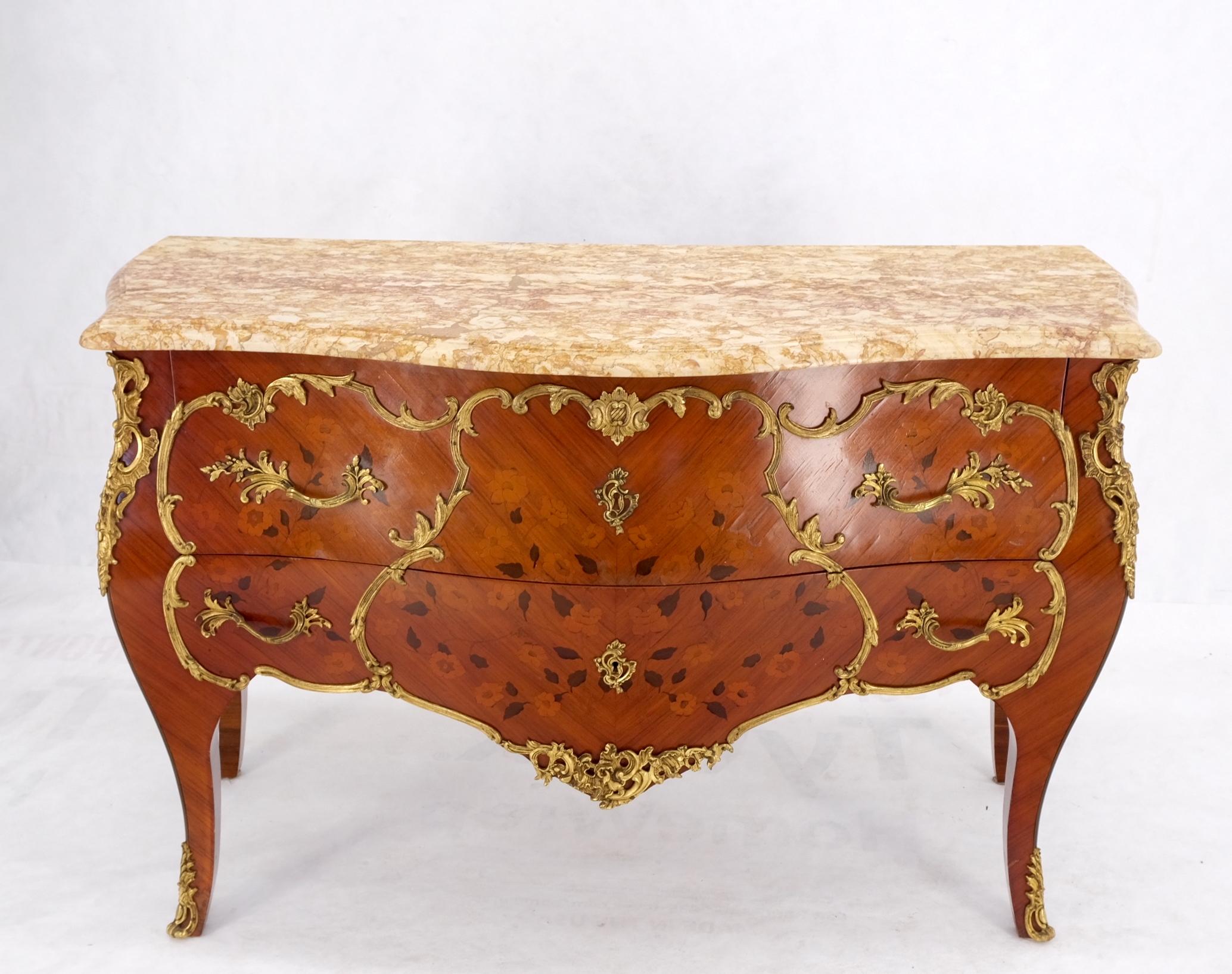 French Inlay Brass Ormolu Bombay Dresser Console Cabinet Chest Marble Top For Sale 6