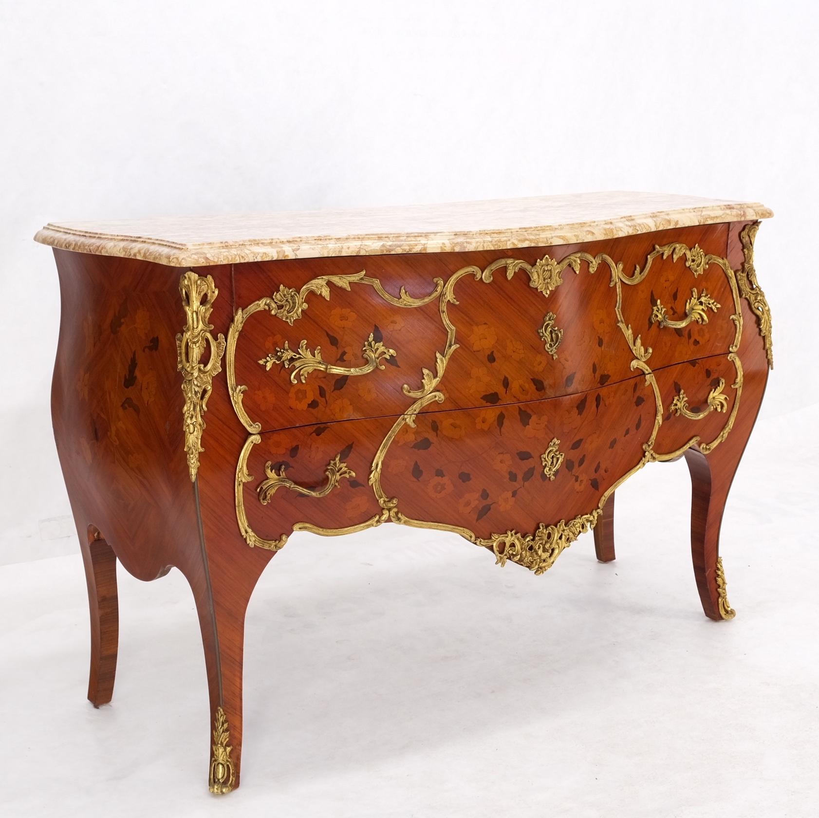 French Inlay Brass Ormolu Bombay Dresser Console Cabinet Chest Marble Top For Sale 7