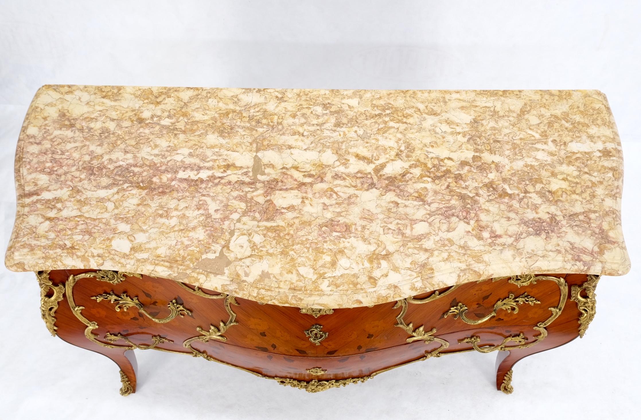 French Inlay Brass Ormolu Bombay Dresser Console Cabinet Chest Marble Top For Sale 8