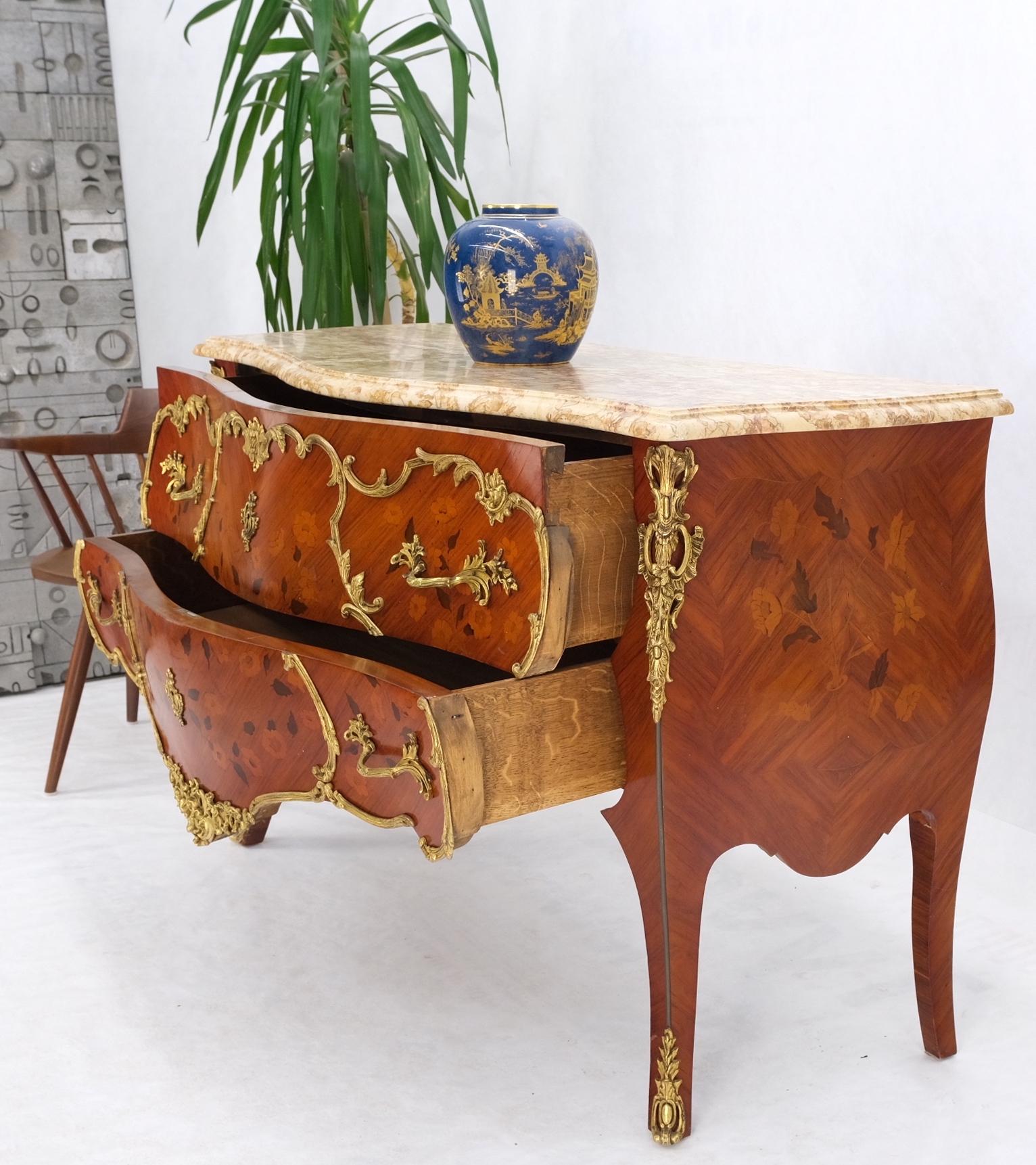 French Inlay Brass Ormolu Bombay Dresser Console Cabinet Chest Marble Top For Sale 10
