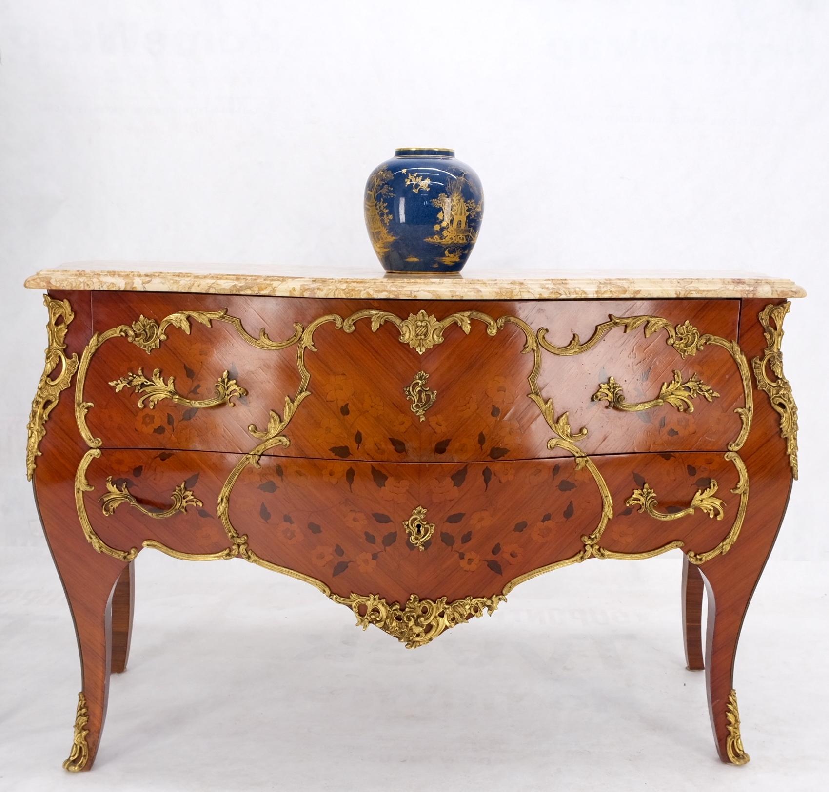 French Inlay Brass Ormolu Bombay Dresser Console Cabinet Chest Marble Top For Sale 11