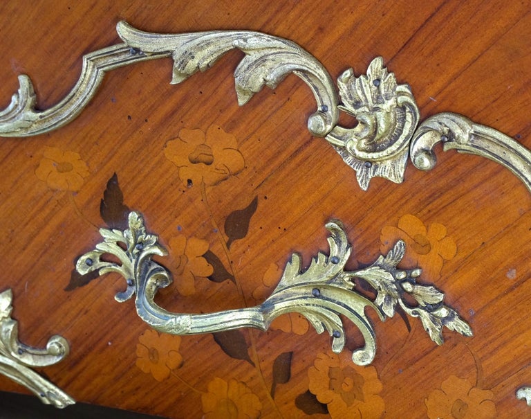 French Inlay Brass Ormolu Bombay Dresser Console Cabinet Chest Marble ...