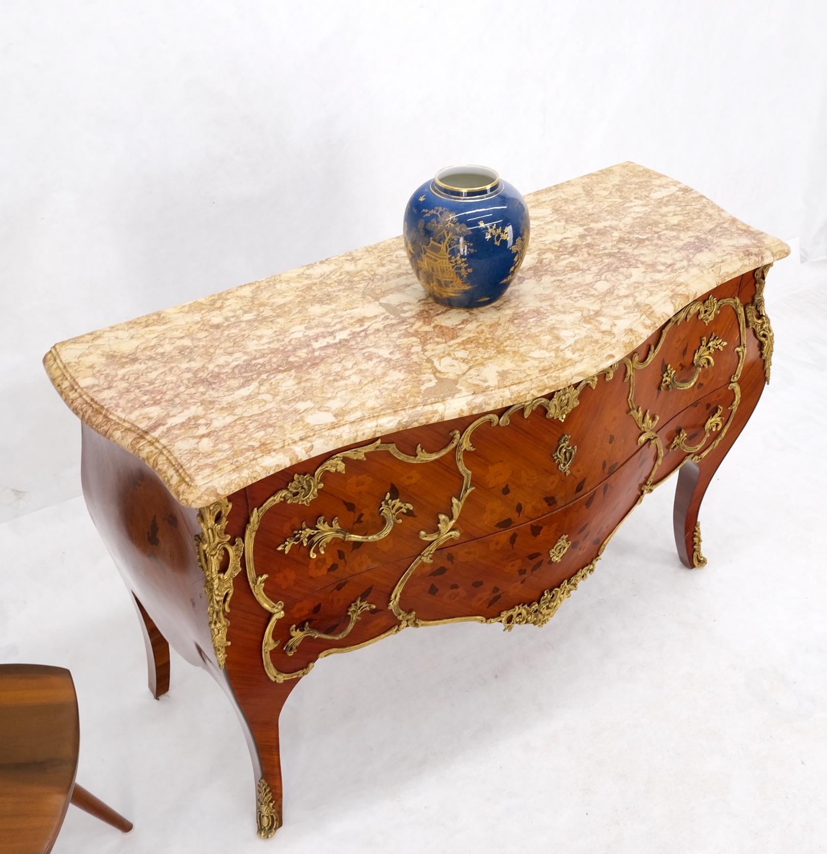 French Inlay Brass Ormolu Bombay Dresser Console Cabinet Chest Marble Top For Sale 12