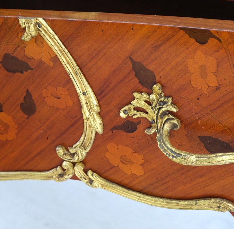 French Inlay Brass Ormolu Bombay Dresser Console Cabinet Chest Marble ...