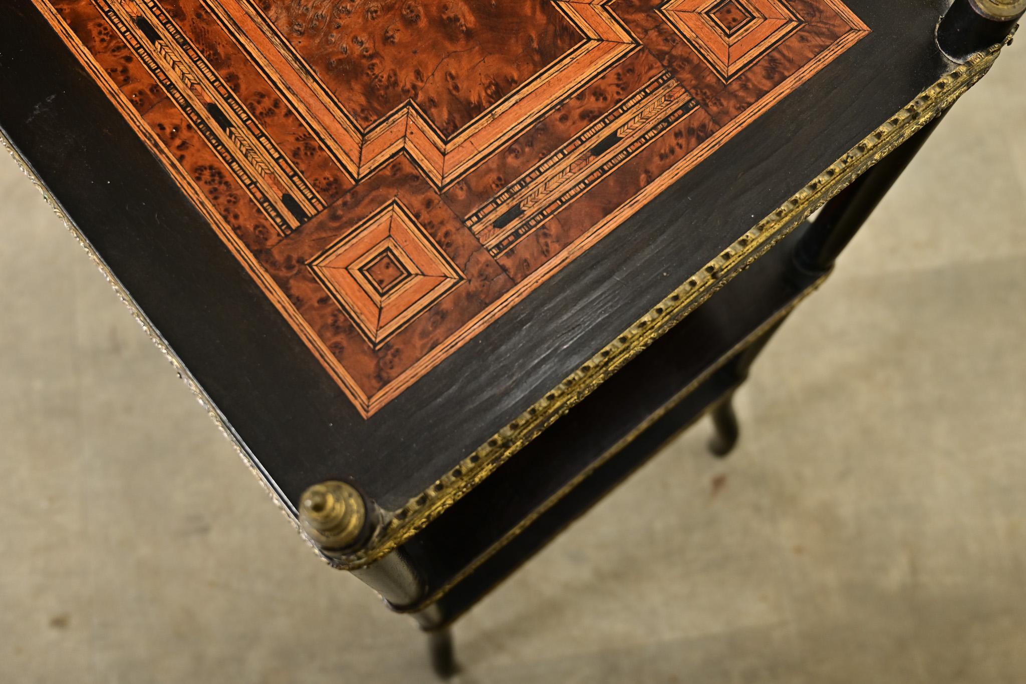 Brass French Inlay & Ebonized Etagere Circa 1900 For Sale