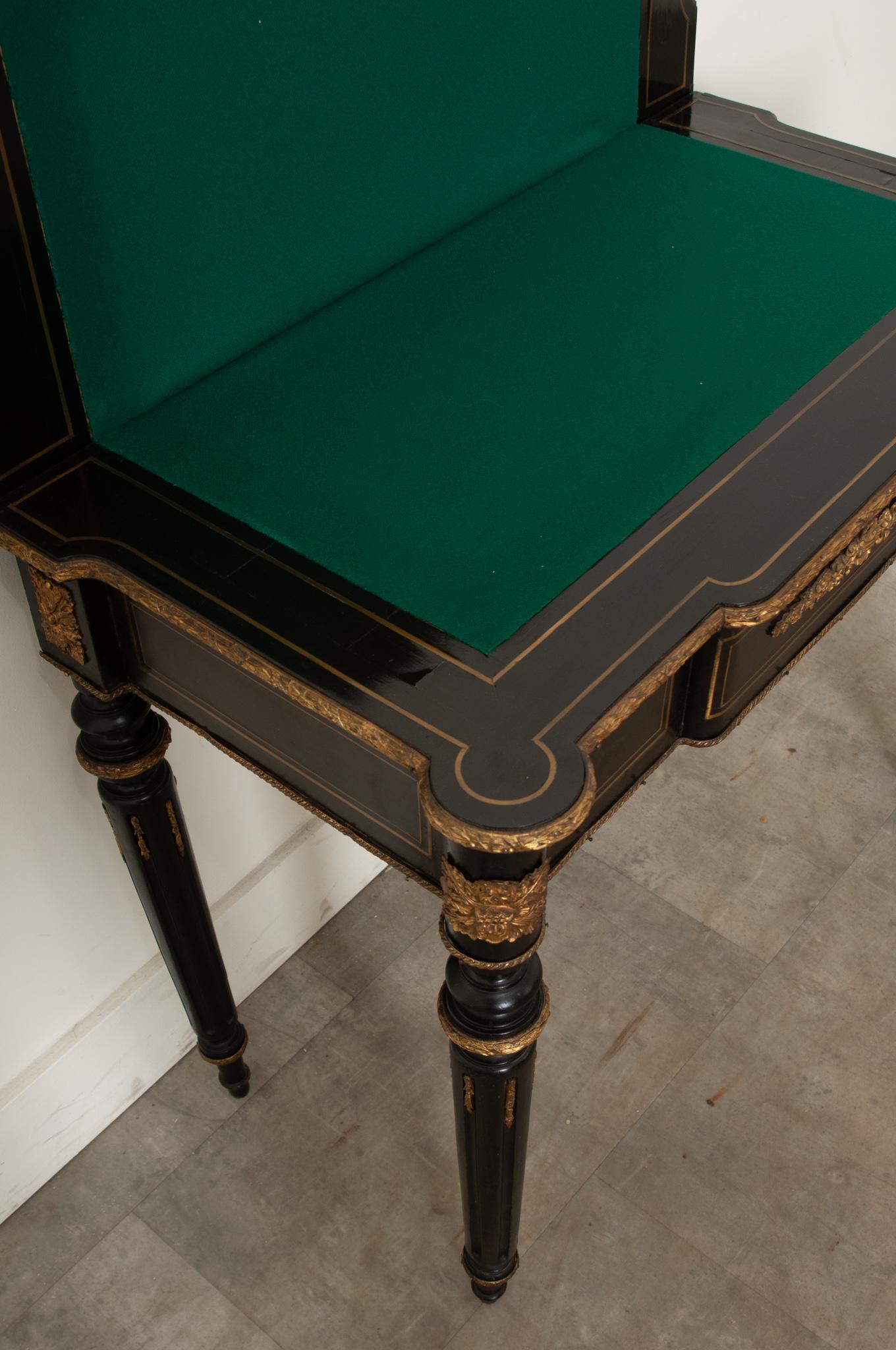 French Inlay & Ebony Game Table / Console 3