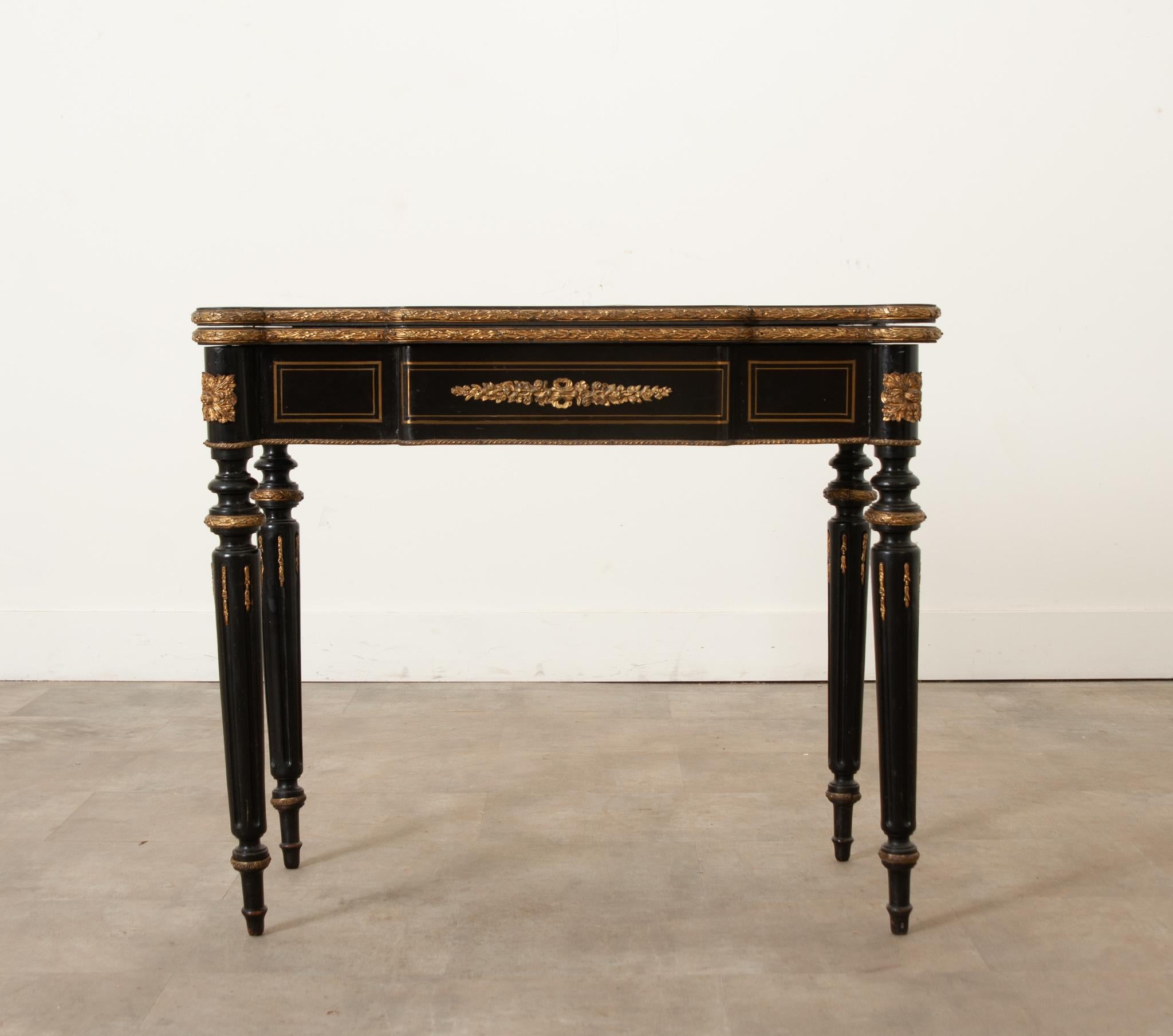 Louis XVI French Inlay & Ebony Game Table / Console