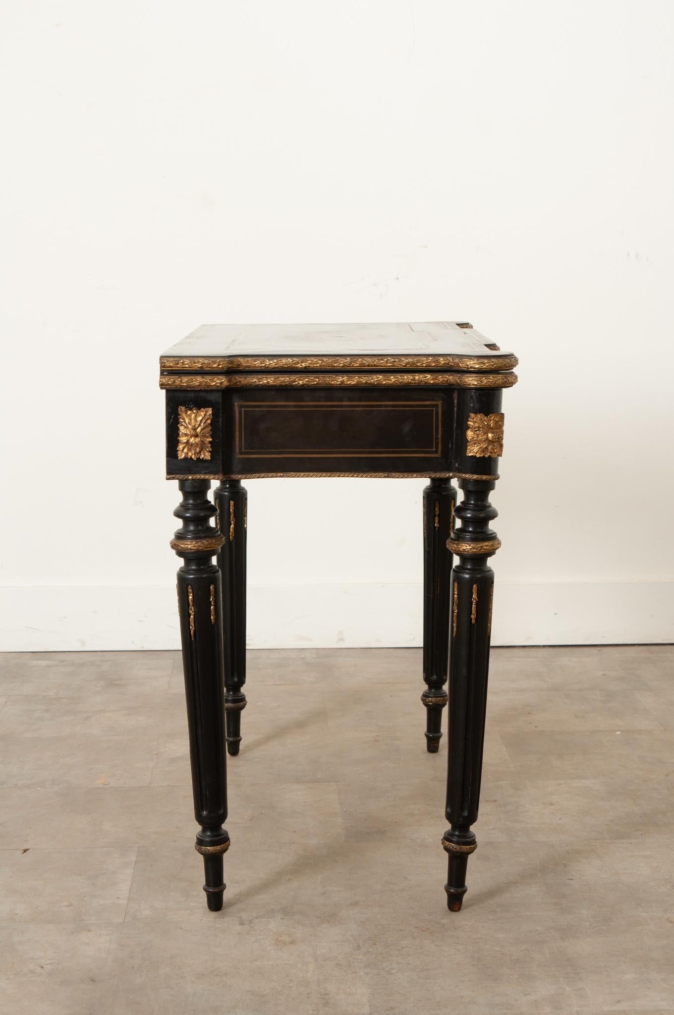 Giltwood French Inlay & Ebony Game Table / Console