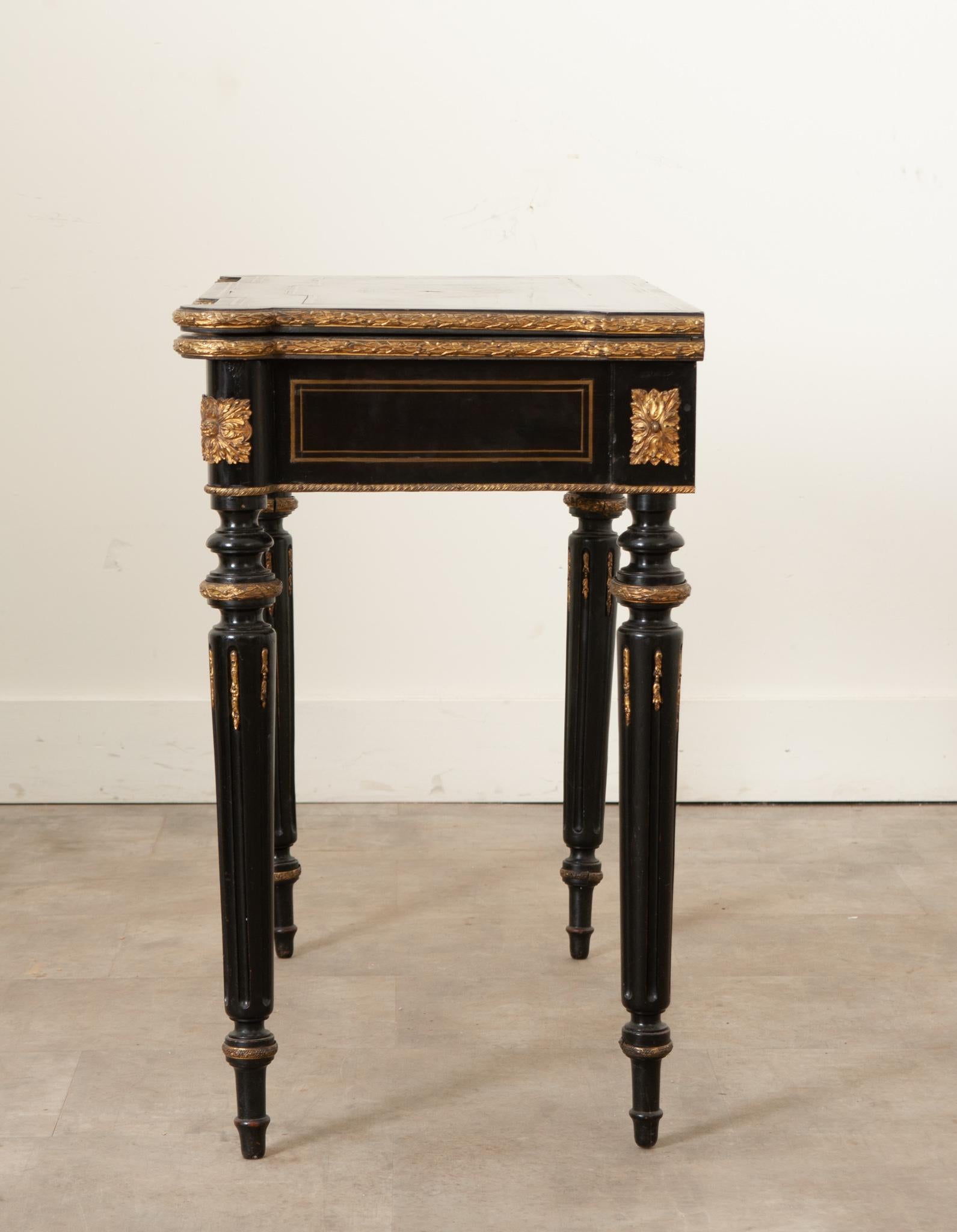 French Inlay & Ebony Game Table / Console 1