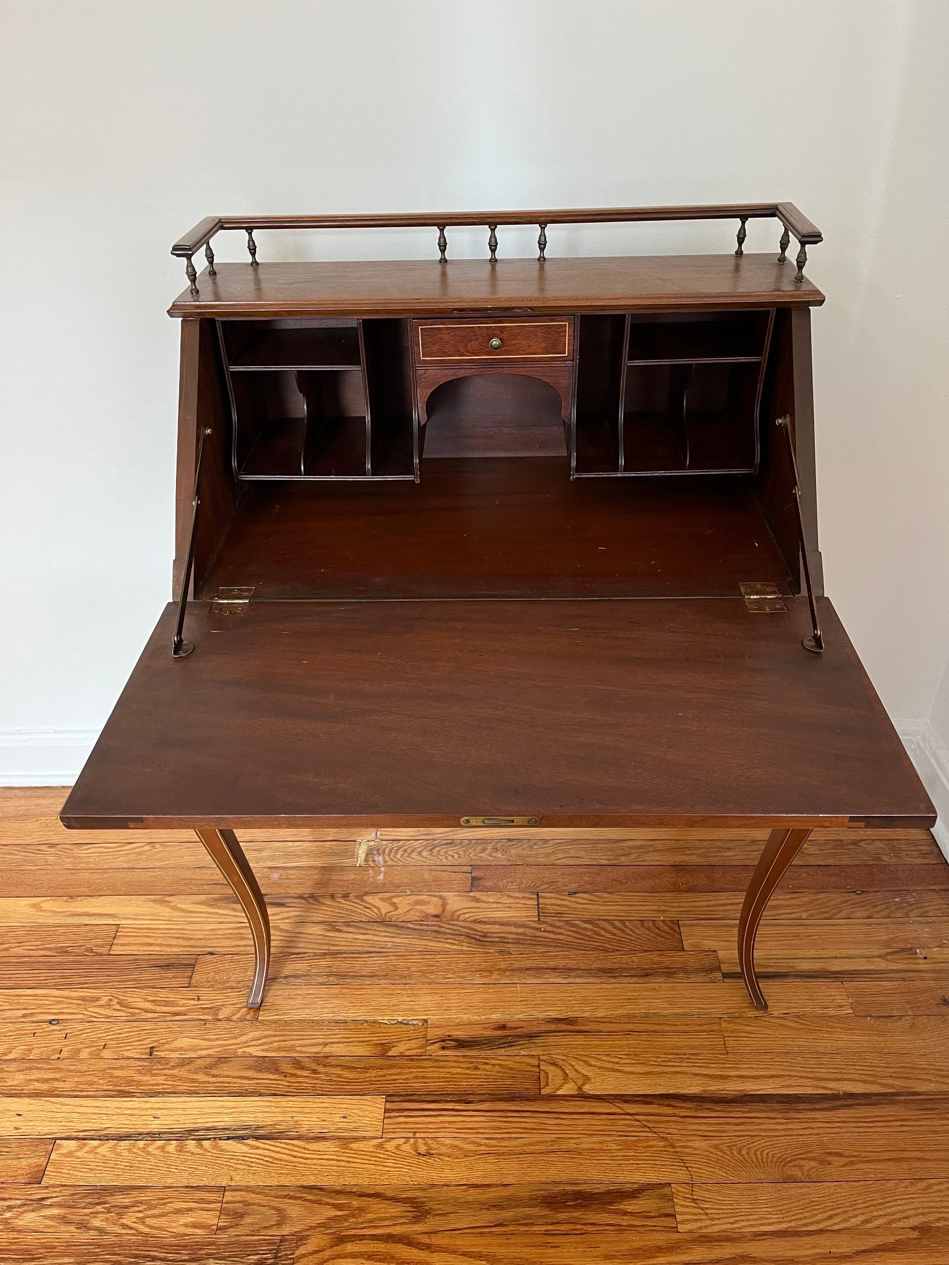 Unknown French Inlay Slant Front Writing Desk For Sale
