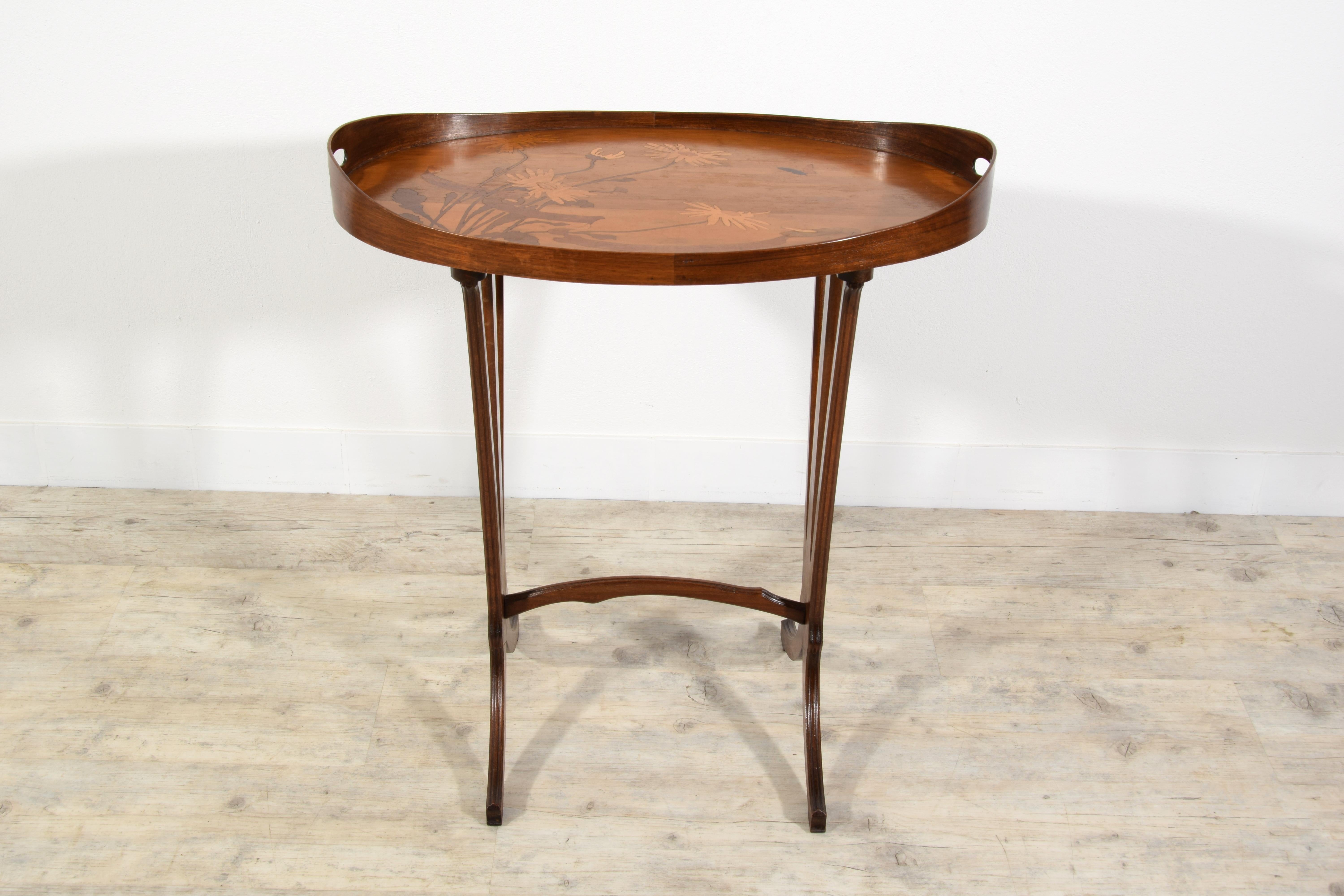 French Inlay Wood Coffee Table by Emile Gallé (1846-1904) For Sale 12