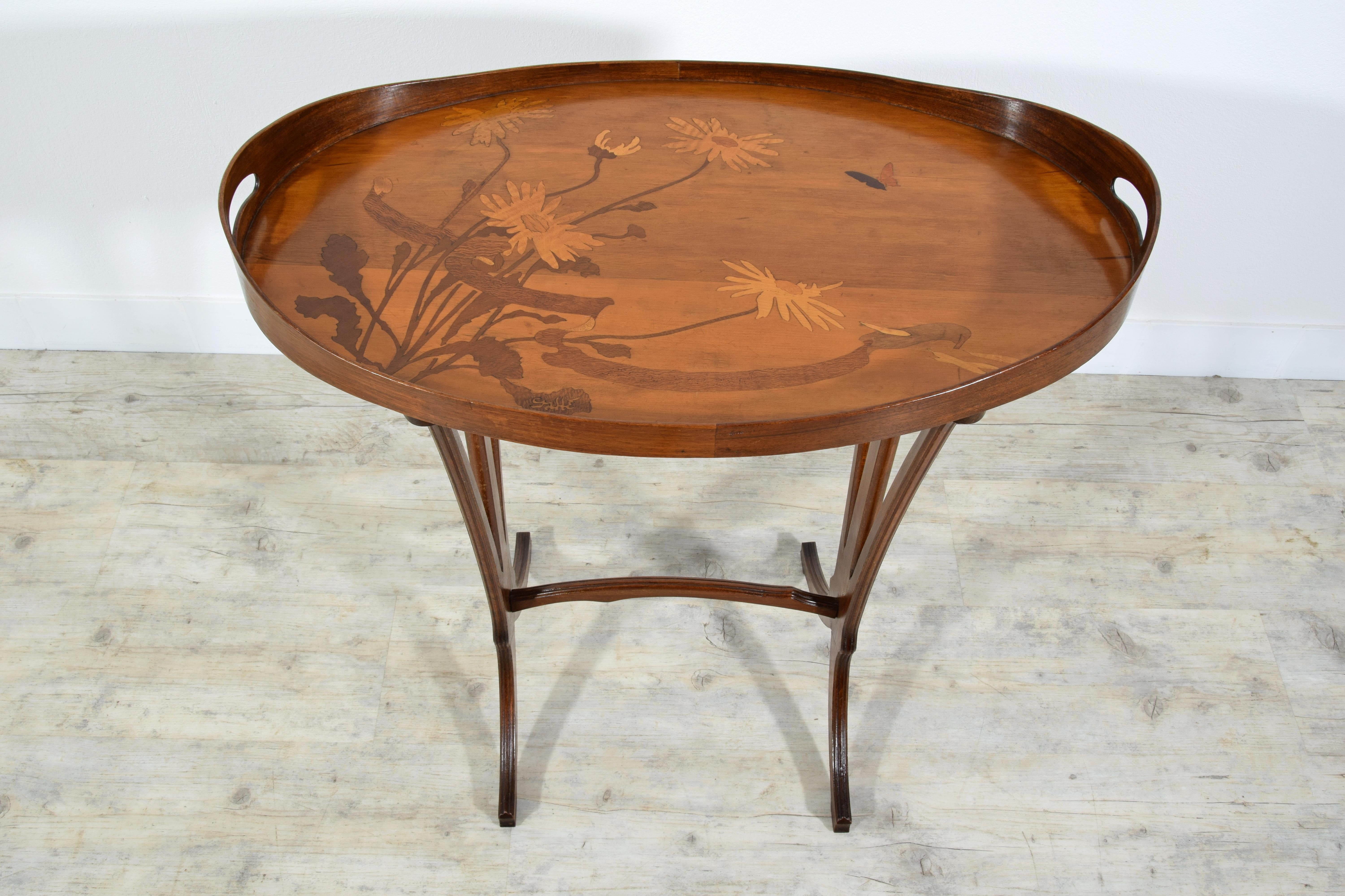 French Inlay Wood Coffee Table by Emile Gallé (1846-1904) For Sale 10