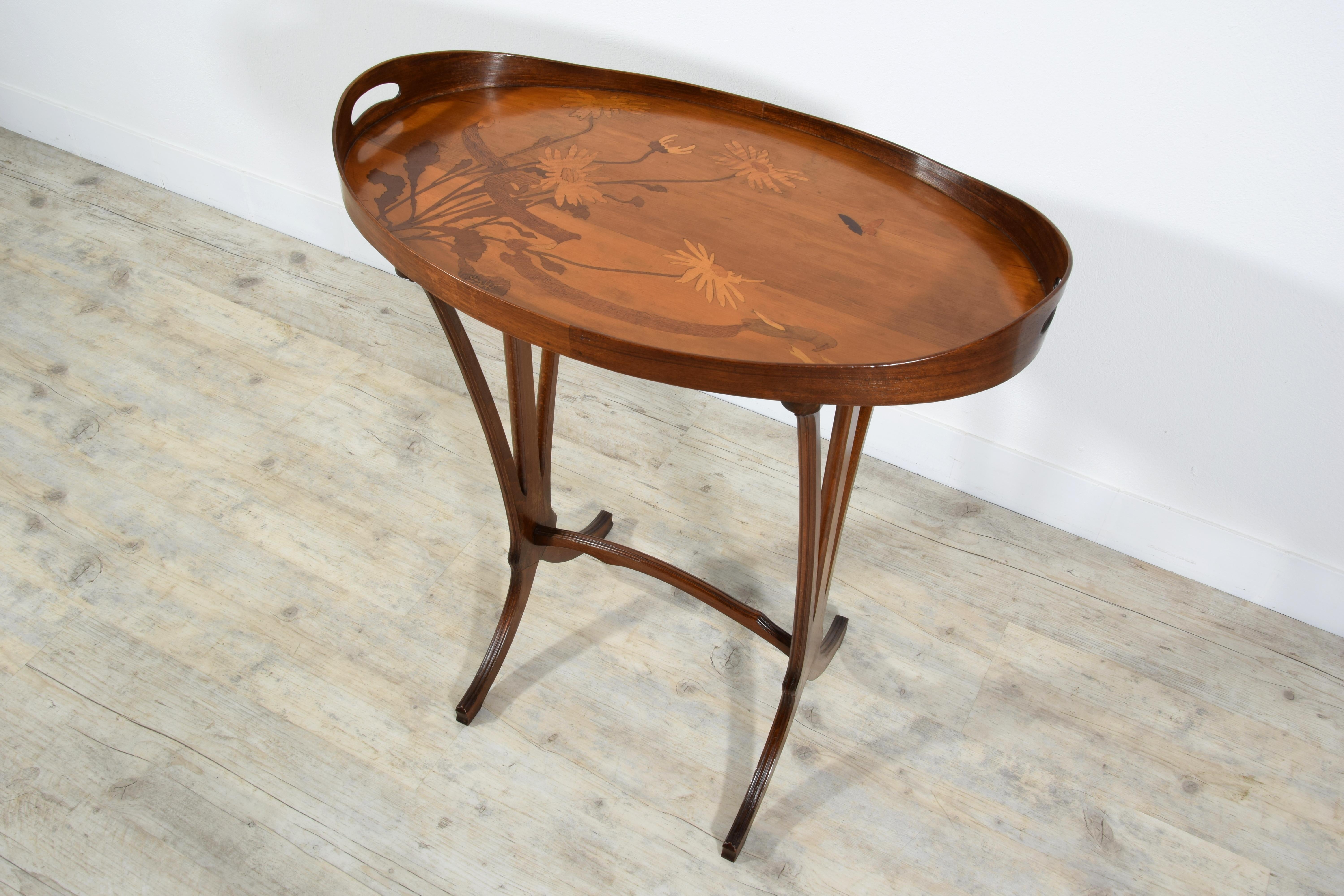 French Inlay Wood Coffee Table by Emile Gallé (1846-1904) For Sale 11