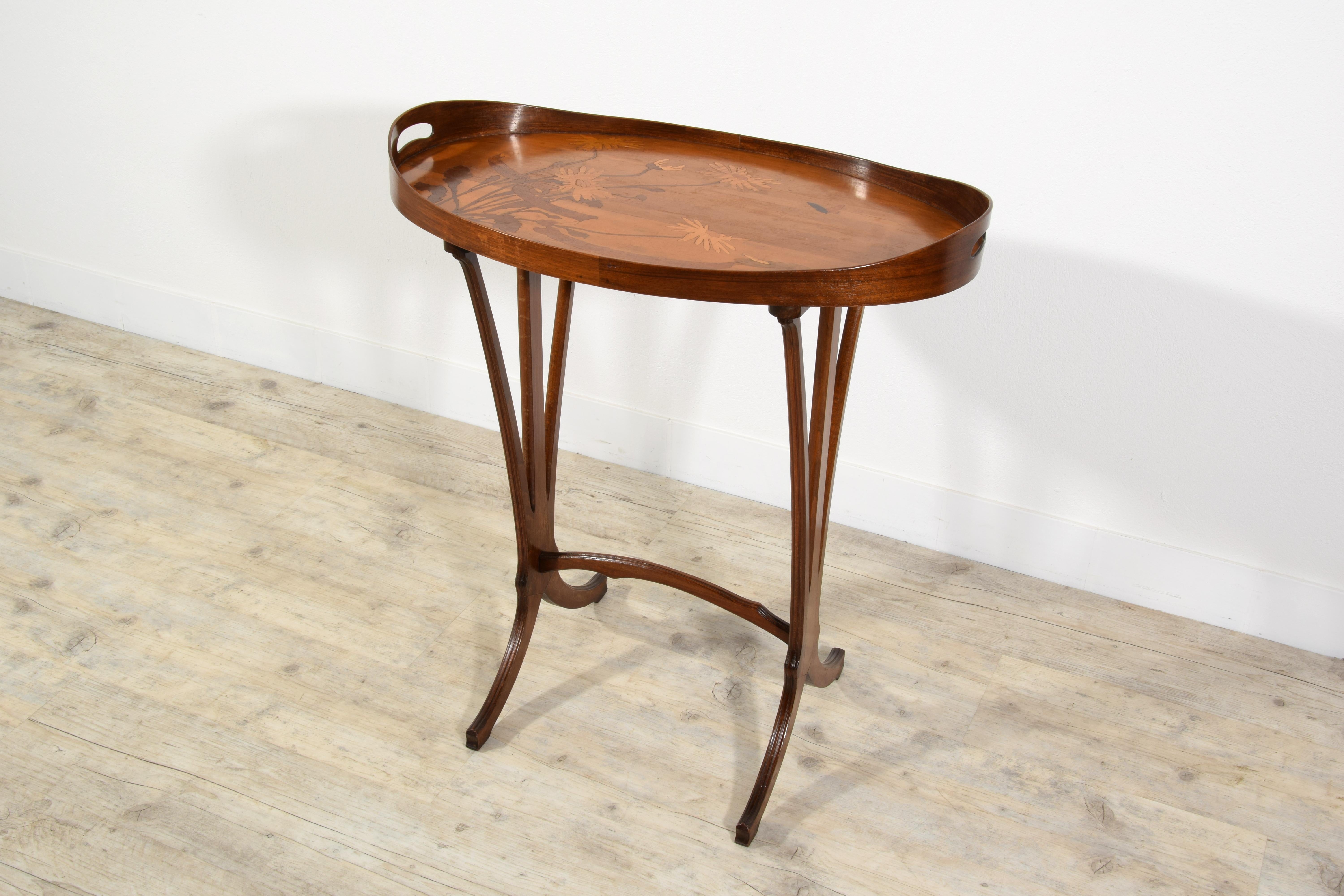 19th Century French Inlay Wood Coffee Table by Emile Gallé (1846-1904) For Sale