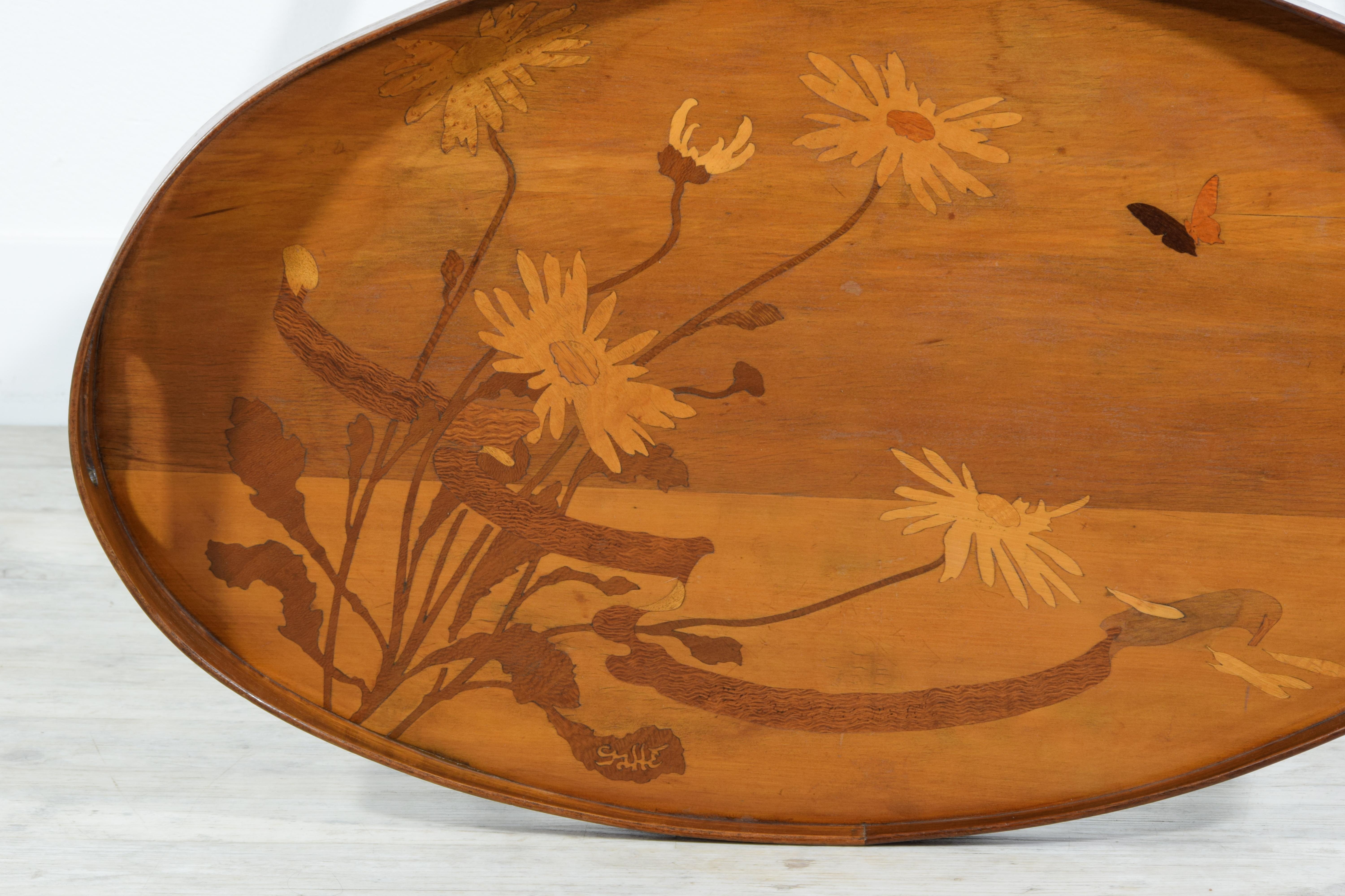 French Inlay Wood Coffee Table by Emile Gallé (1846-1904) For Sale 1