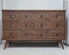 Arcón de roble cerámico de inspiración francesa y estilo de mediados de siglo