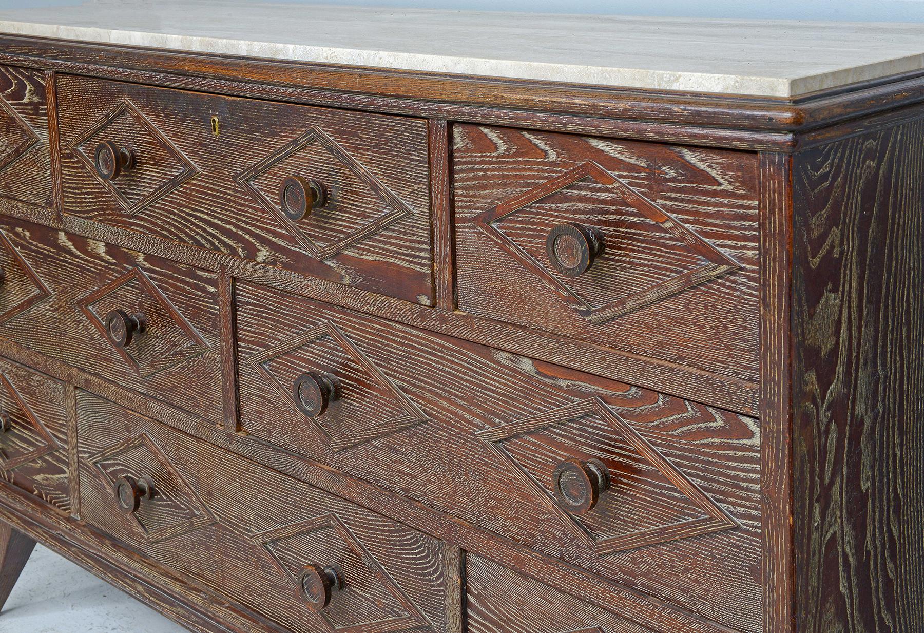 French-inspired Cerused Oak Chest in the Mid-Century style In New Condition For Sale In New York, NY