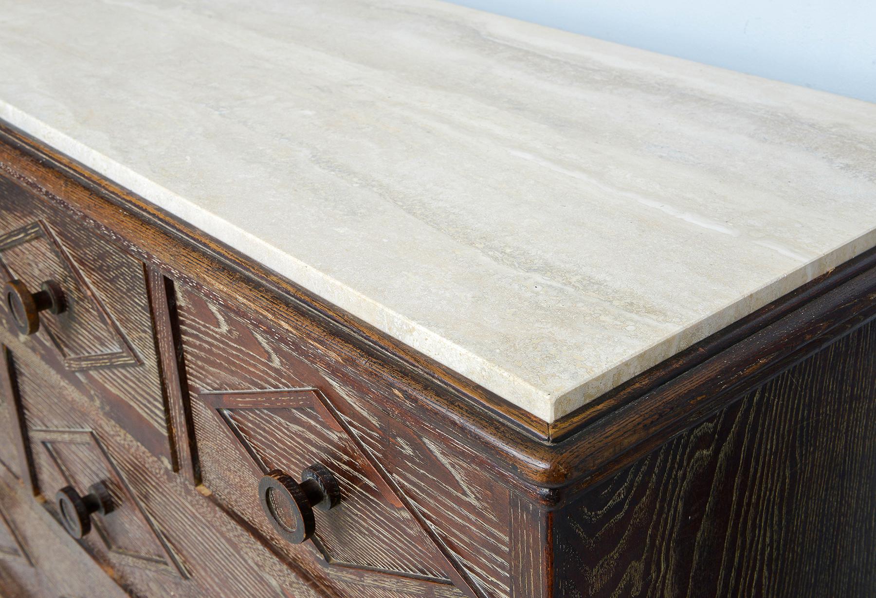 Contemporary French-inspired Cerused Oak Chest in the Mid-Century style For Sale