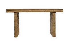 French-Inspired Contemporary Teak and Woven Desk by Mecox Gardens