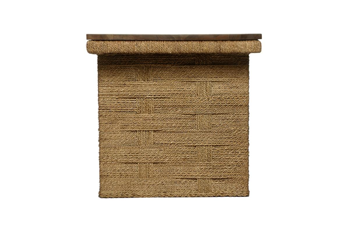 American French-Inspired Contemporary Teak and Woven Desk by Mecox Gardens