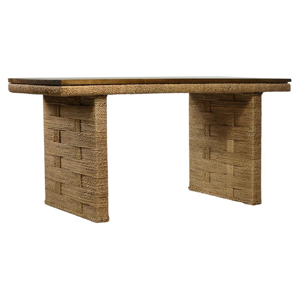 French-Inspired Contemporary Teak and Woven Desk by Mecox Gardens