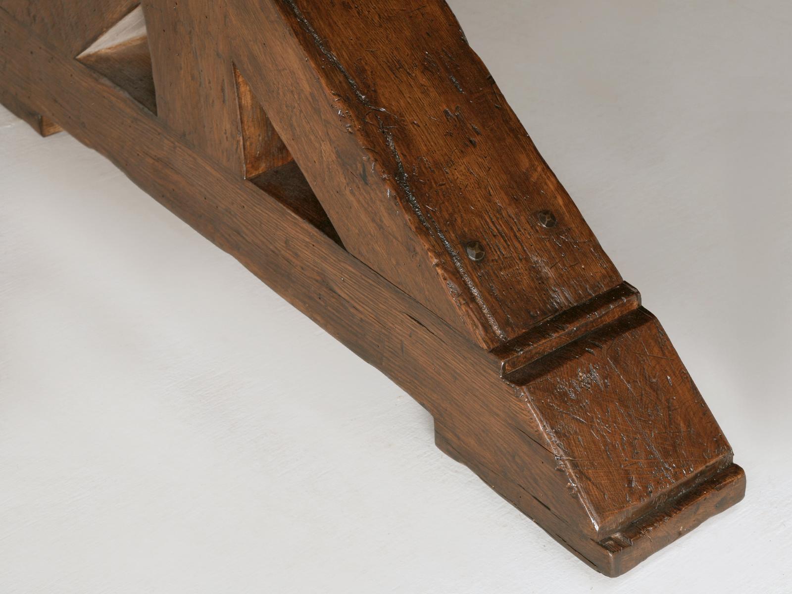 American French Inspired Farm Table Made in Chicago Antique White Oak Heavily Distressed For Sale