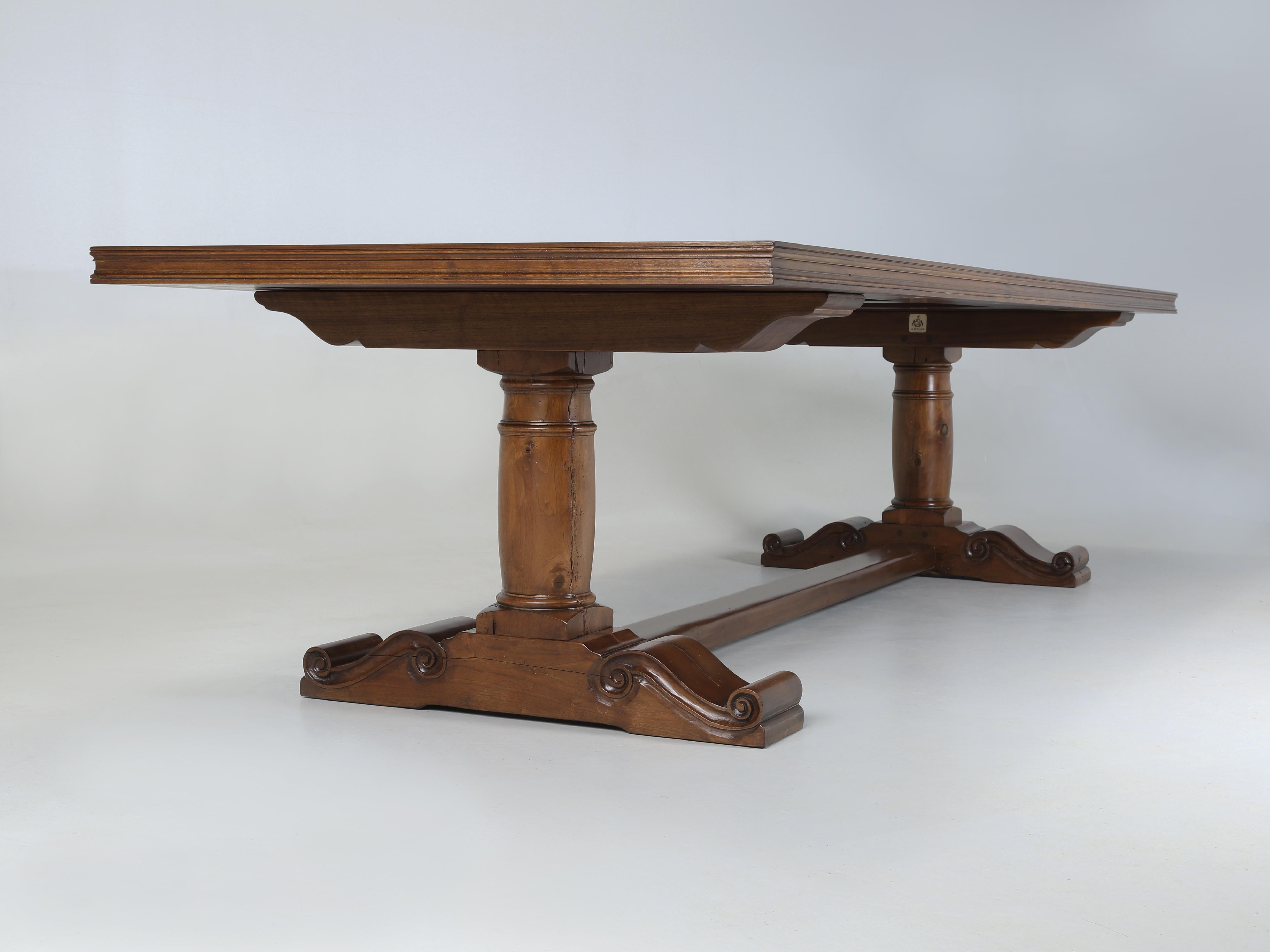 French Inspired Figured Walnut Custom Hand-Made USA Dining Table Any Dimension For Sale 4