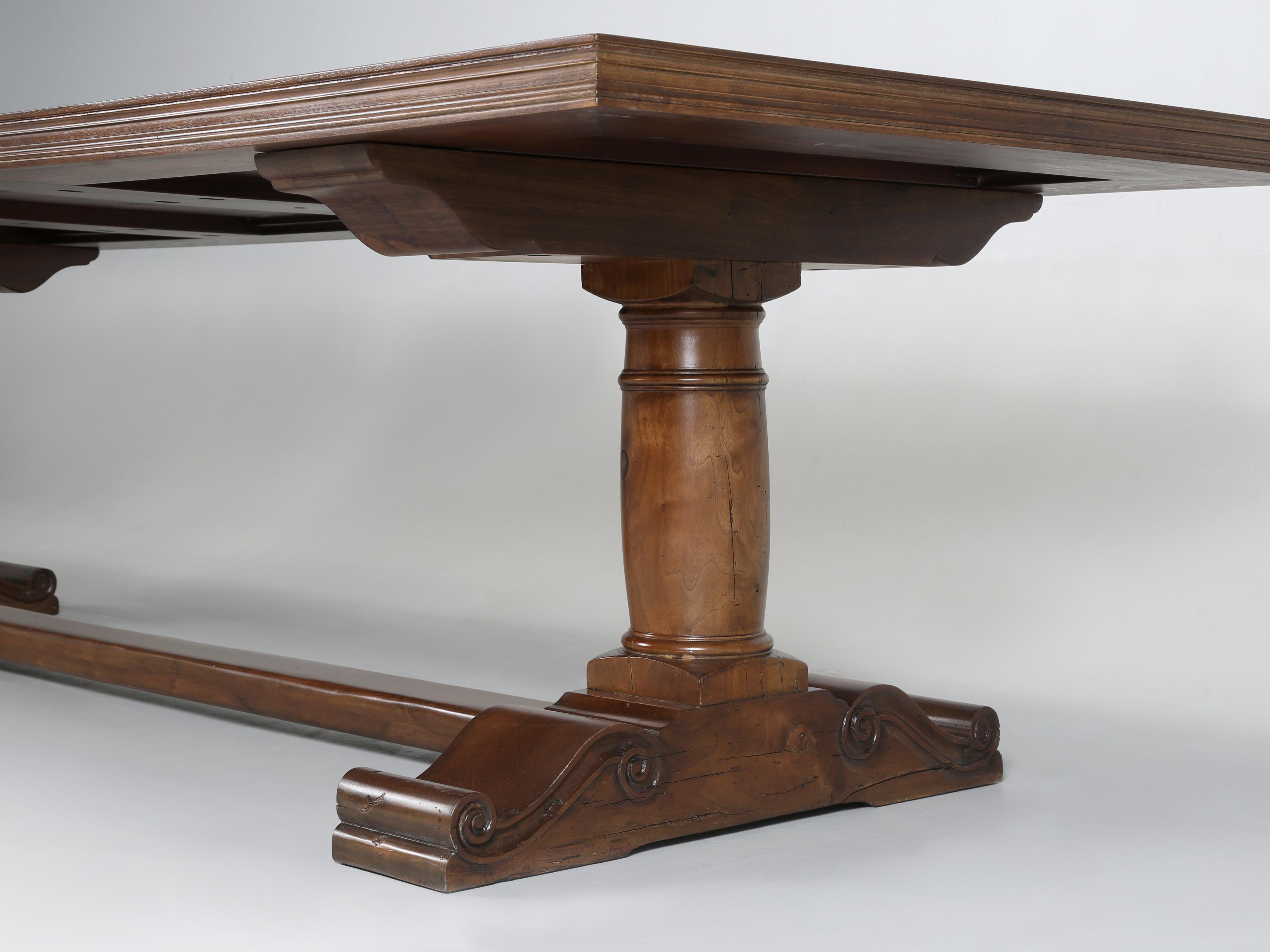 French Inspired Figured Walnut Custom Hand-Made USA Dining Table Any Dimension For Sale 6