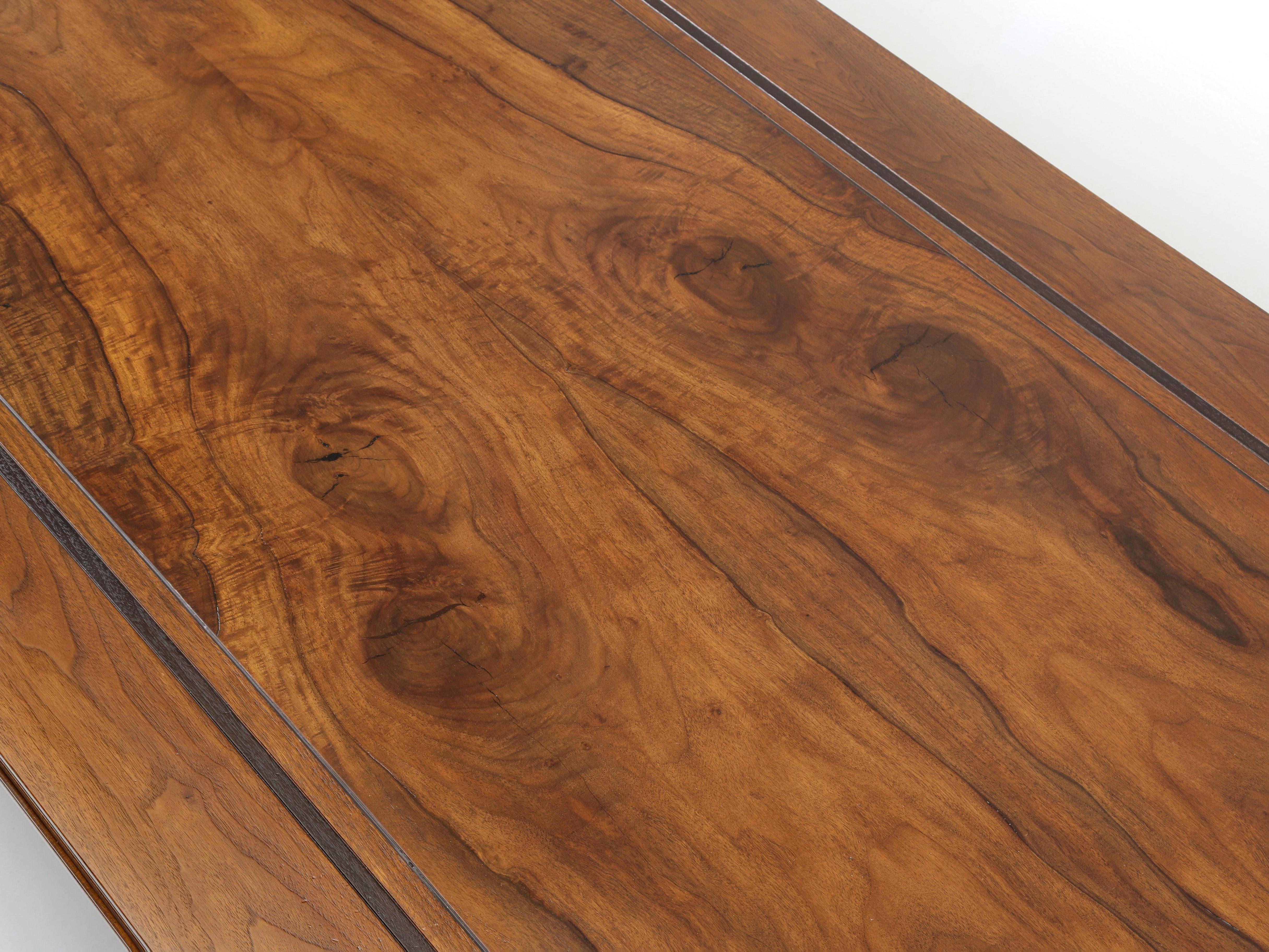 American French Inspired Figured Walnut Custom Hand-Made USA Dining Table Any Dimension For Sale